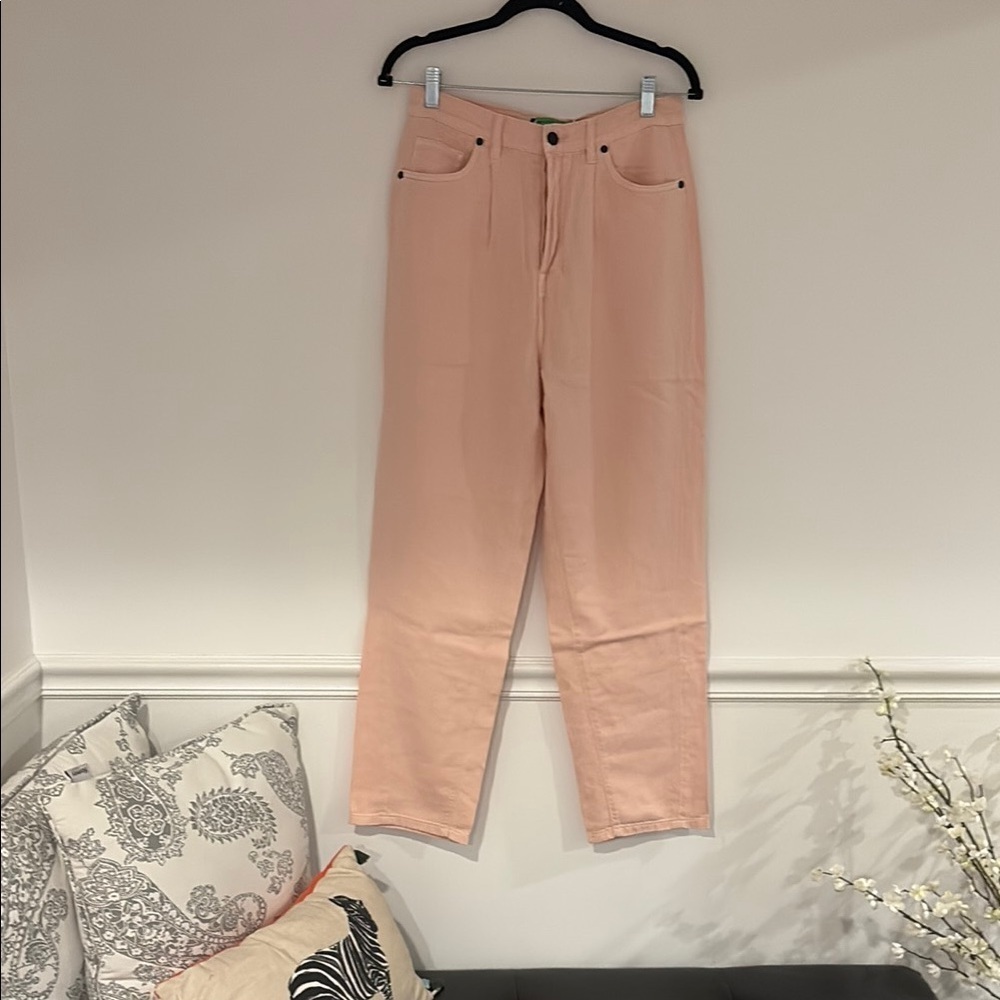 Pink Flare Wide Leg Jeans high waisted